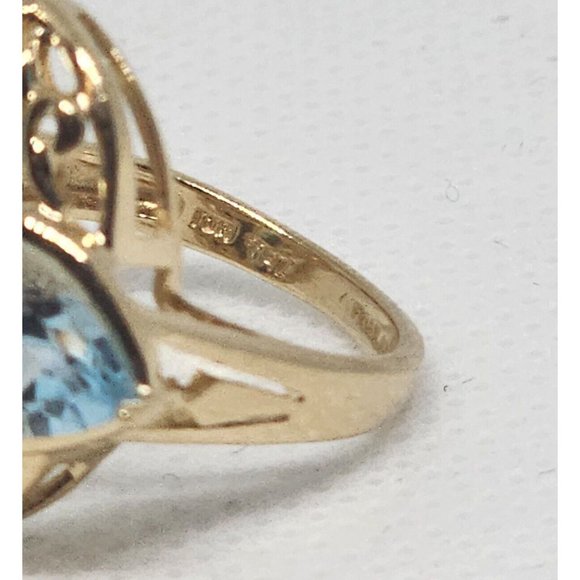 10K YELLOW GOLD & TOPAZ RING SIZE 4 - Picture 7 of 9